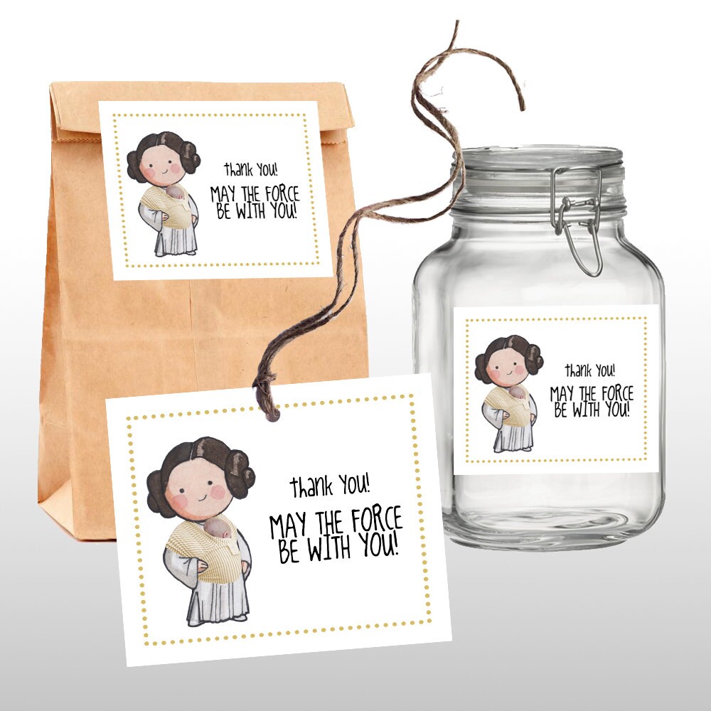 INSTANT DOWNLOAD *Gold* Princess Leia Star Wars Baby Shower Favor Tags, Thank You Tags, Star Wars Baby Shower Theme, PRINTABLE, 1 .pdf files