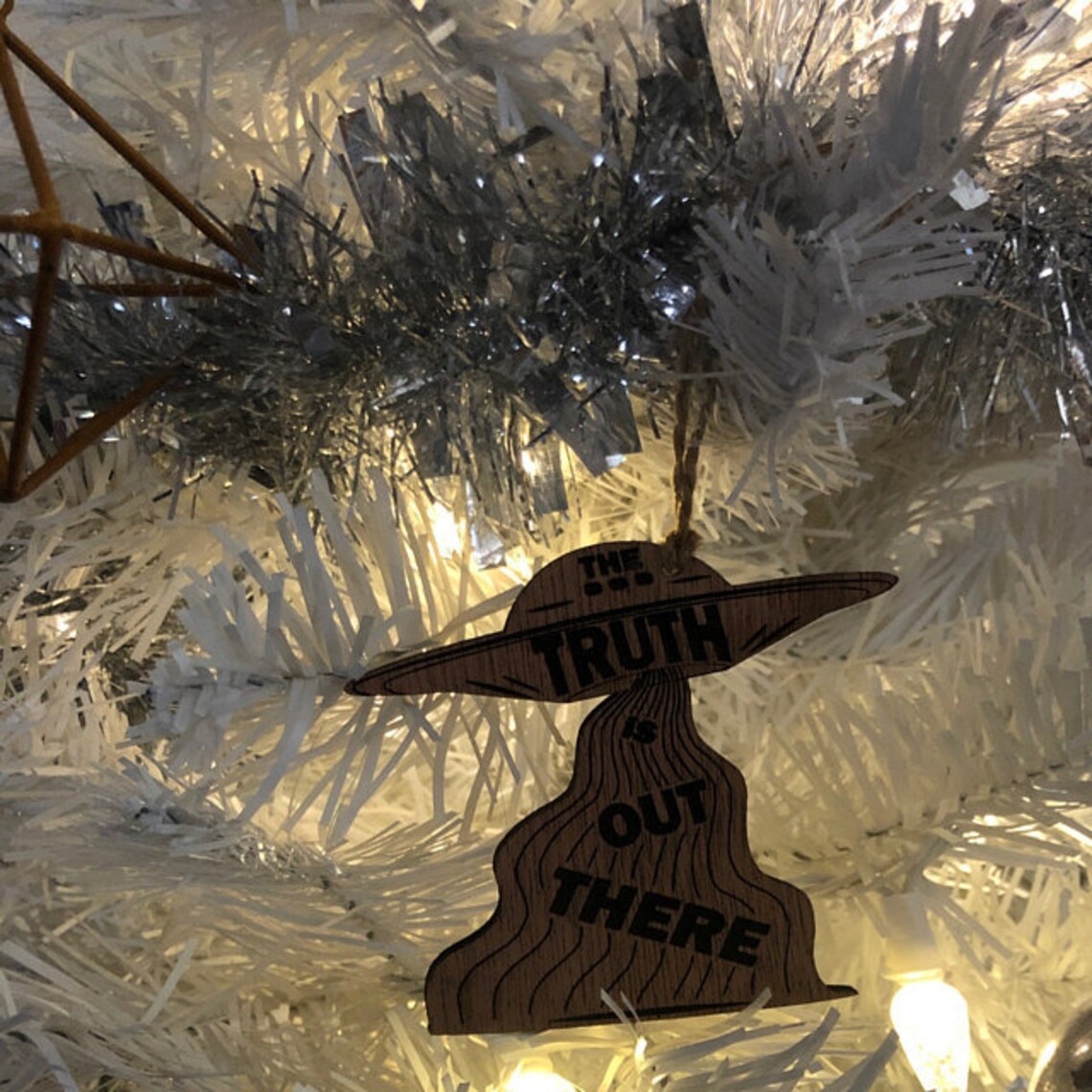 UFO Wood Ornament Party Favors Holiday Gifts Christmas Etsy