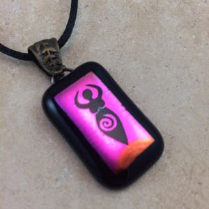 Goddess Necklace, Purple Dichroic Pendant, Fused Glass Jewelry, Dichroic Glass Jewelry, Dichroic Pendant Necklace HEA578 image 2