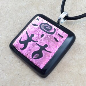 1/2 OFF SALE - Goddess Necklace, Pink Goddess, Dichroic Goddess Pendant, Goddess Jewelry, Dichroic Jewelry, Goddess Pendant, Goddess -HEA342
