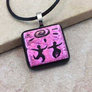 1/2 OFF SALE - Goddess Necklace, Pink Dichroic, Dichroic Pendant, Fused Glass Jewelry, Dichro Jewelry, Goddess Pendant, Pink Goddess -HEA482