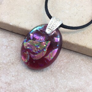 1/2 OFF SALE - Purple Rainbow Necklace, Glass Jewelry, Dichroic Jewelry, Dichroic Pendant, Dichroic Glass Jewelry, Rainbow Dichroic - HEA554