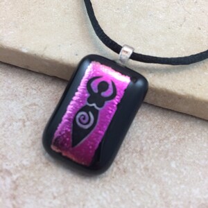 1/2 Off SALE - Goddess Necklace, Purple Pink Pendant, Fused Glass Jewelry, Dichroic Glass Jewelry, Purple Goddess, Dichroic Pendant - HEA503
