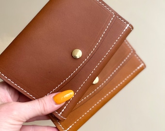 Handcrafted leather smaller wallet (pictured in Whiskey coloured leather)