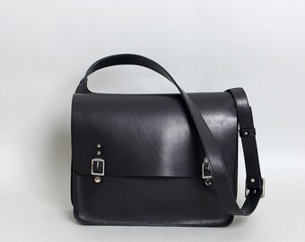 Handcrafted Leather Messenger Bag (pictured in black leather)