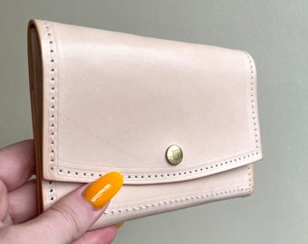 Handcrafted leather smaller wallet (pictured in natural veg tan leather)