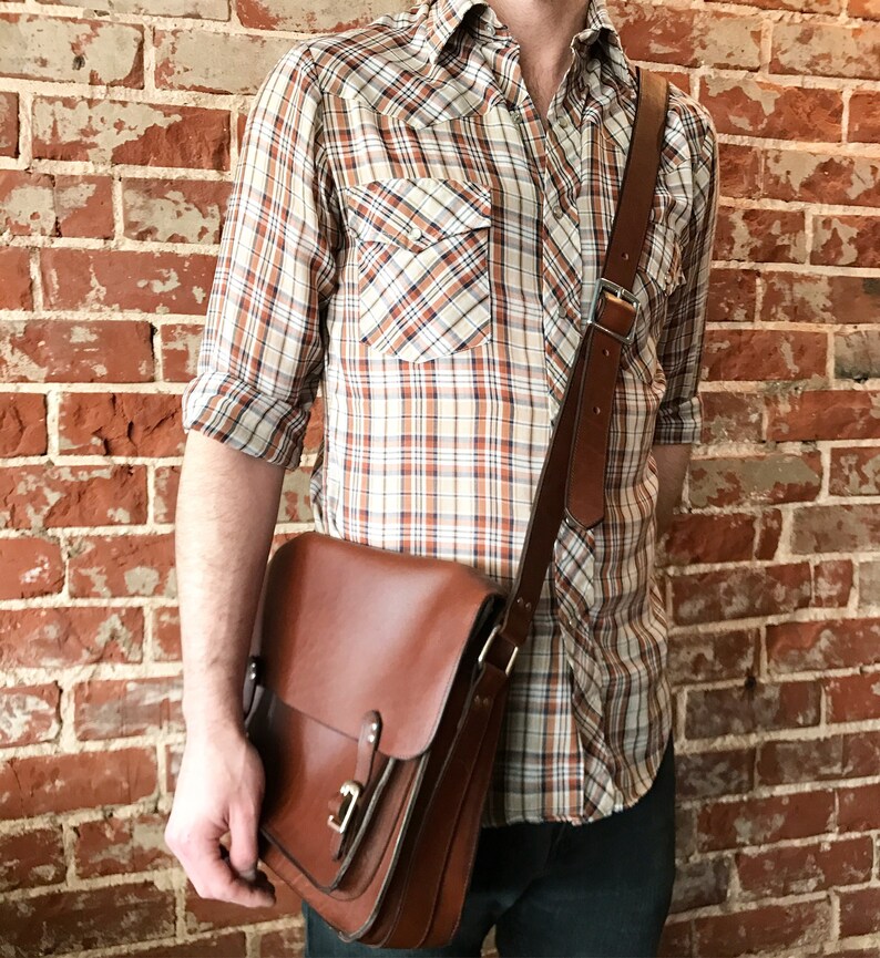 Medium Handmade Leather Messenger Bag Full Grain Australian Etsy