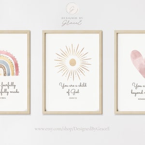 Boho Watercolor nursery prints, Set of 3, Nursery decor, Nursery wall art, Christian nursery wall art, Bible Verse Nursery Art