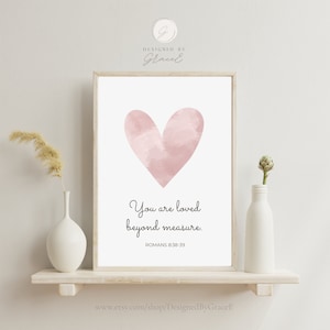 Boho Watercolor nursery heart print, Nursery decor, Nursery wall art, Christian nursery wall art, Bible Verse Nursery Art