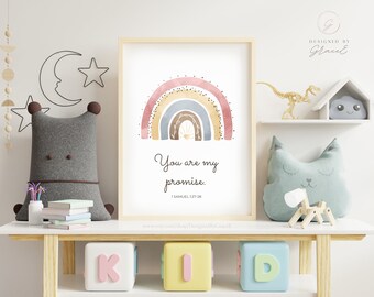 Boho Watercolor nursery print, Rainbow Baby, Promise Baby, Nursery decor, Nursery wall art, Christian nursery wall art, Bible Nursery Art