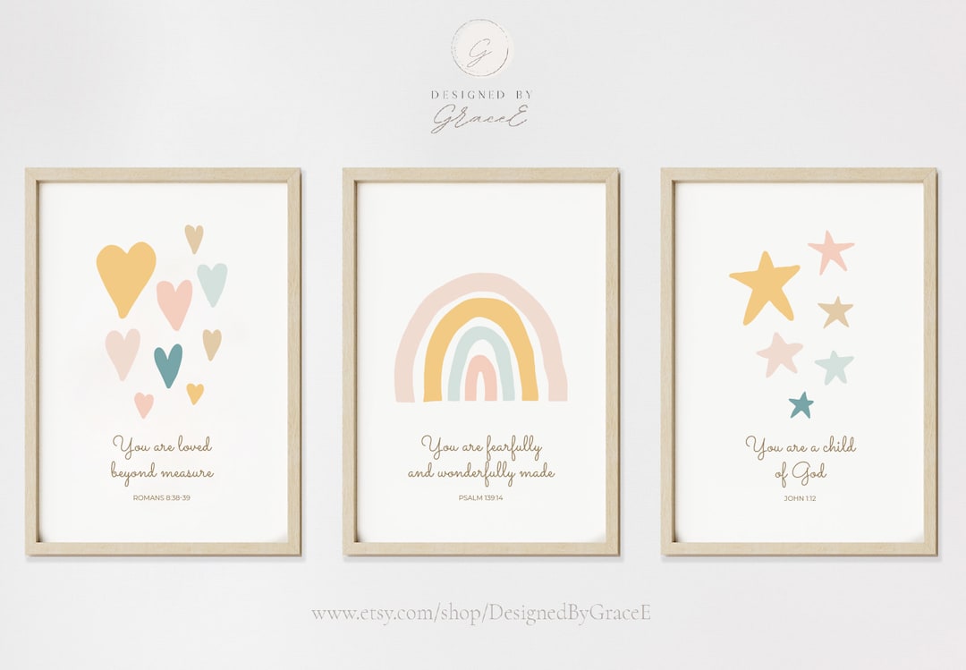 Boho Watercolor Nursery Prints, Set of 3, Nursery Decor, Nursery Wall