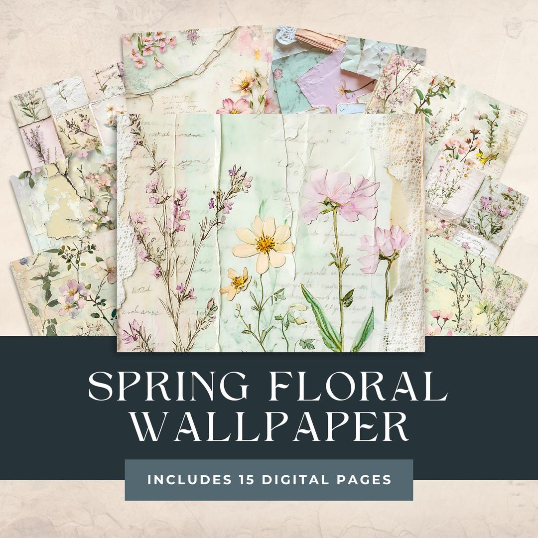 Color Background Journal Journal Wallpaper With Spring Vintage Flowers in Pale Colors, Junk ...