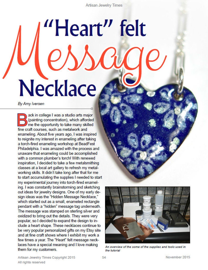 Artisan Jewelry Times November 2015 Etsy