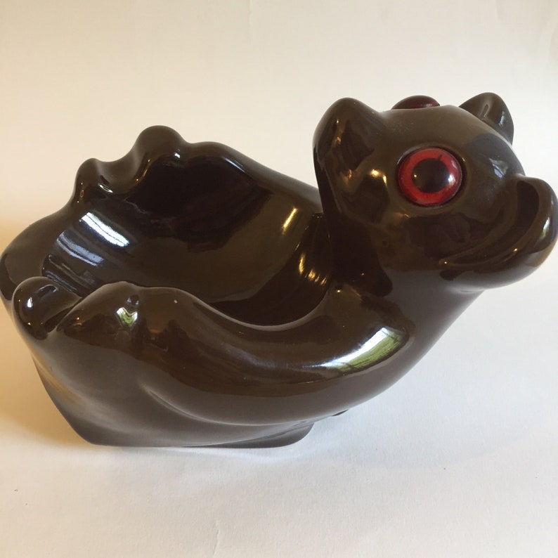 Bear Ashtray Ceramic Animal Shaped Vintage Bottle Liquor Pocket 