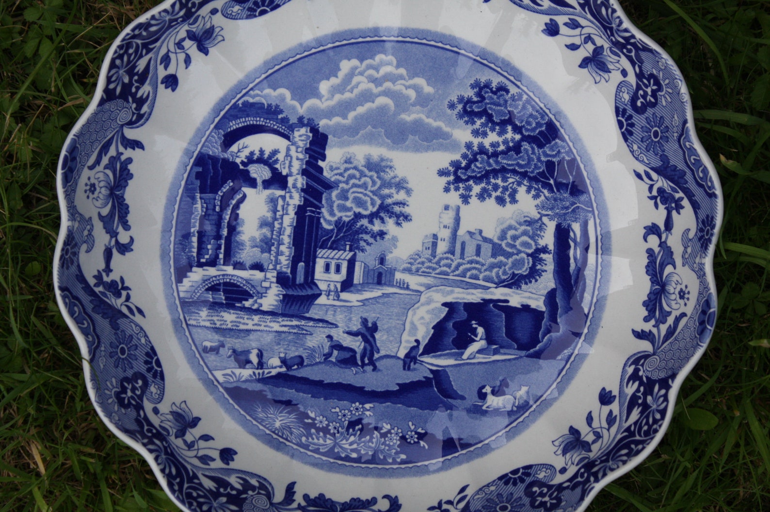 Vintage Spode Italian Blue Large Scalloped Serving Dish 24.5cm Etsy