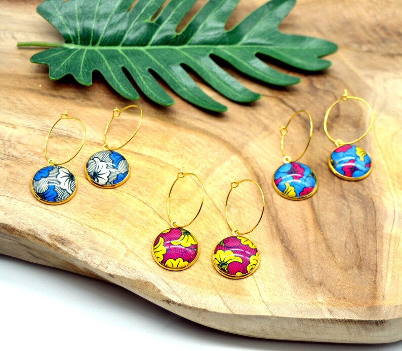 Boucles D'oreilles Pendantes Dorées à Imprimé Ethnique - Plaqué Or Rose - Neuf Sans Emballage