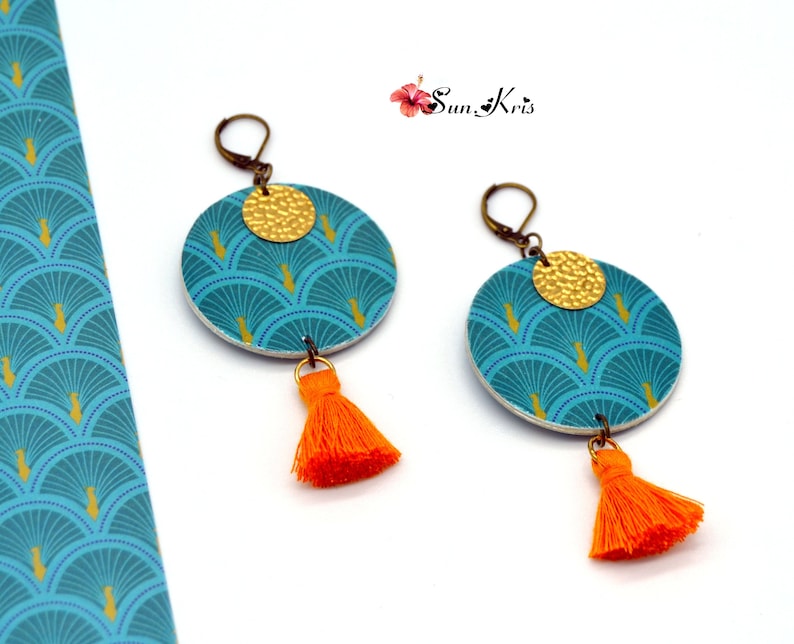 Boucles d'oreille dormeuses d'inspiration japonaise - Bijou n°47