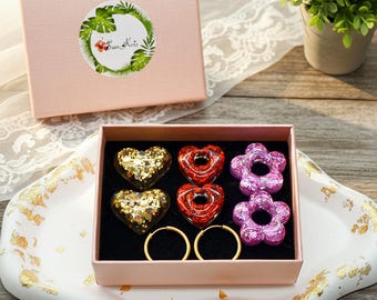 Interchangeable Earrings Set in Stainless Steel and Resin, 3-in-1 Boho Chic Customizable Gift for Women