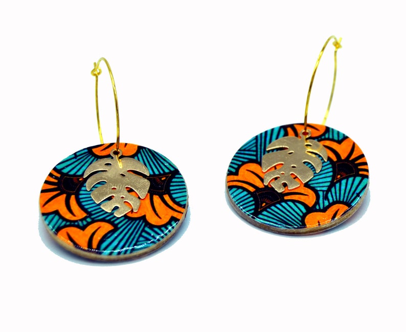 Paire De Boucles D'oreilles Créoles En Bois Noir - Naturel, Pour Femme, Neuf Sans Emballage