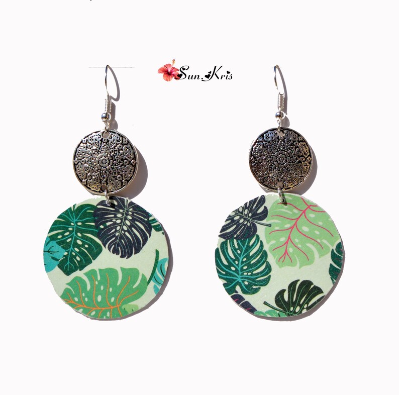 Boucles D'oreilles Vintage Clips Rondes Or émail Vert - Modèle 2103