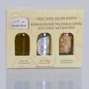 Holy Land Gift Set: Jordan River Holy Water, Olive Oil, Frankincense