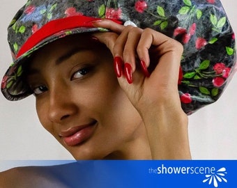 Shower Cap - Organic Adjustable - MEN & WOMEN - Cheeky Cherries Shower Cap