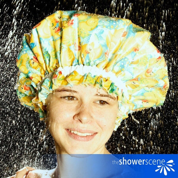 Shower Cap - Organic Adjustable - MEN & WOMEN - Rainy Day Duck