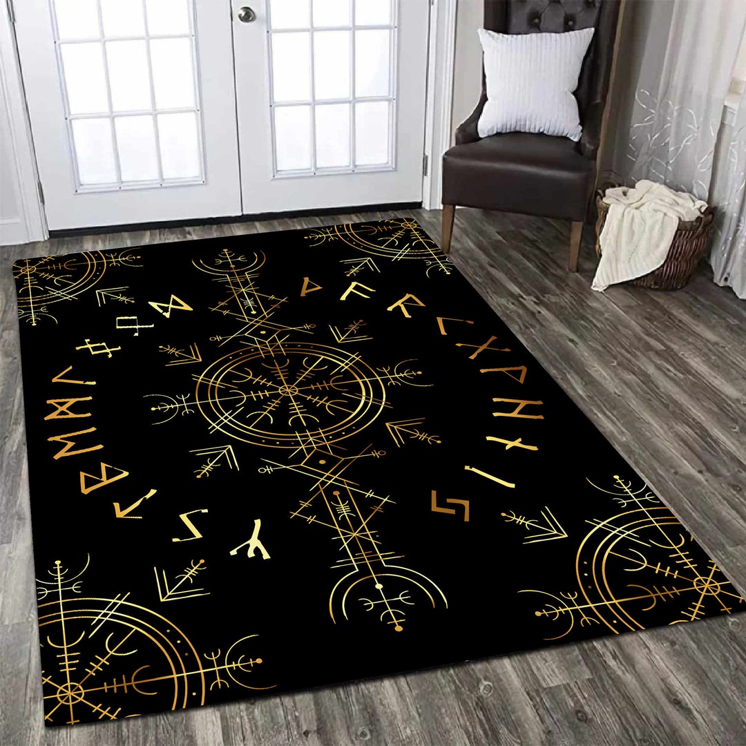Vegvisir And Rune Viking Area Rug Living Room Rug Modern Etsy.de