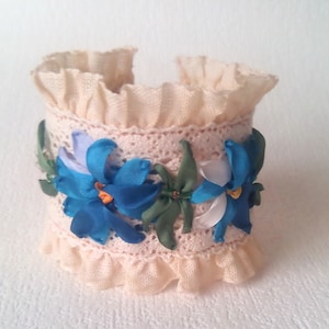 Lace cuff bracelet Boho lace bracelet Embroidered jewelry Ribbon cuff embroidered bracelet Wrist jewelry Prom Lace bridal ribbon bracelet
