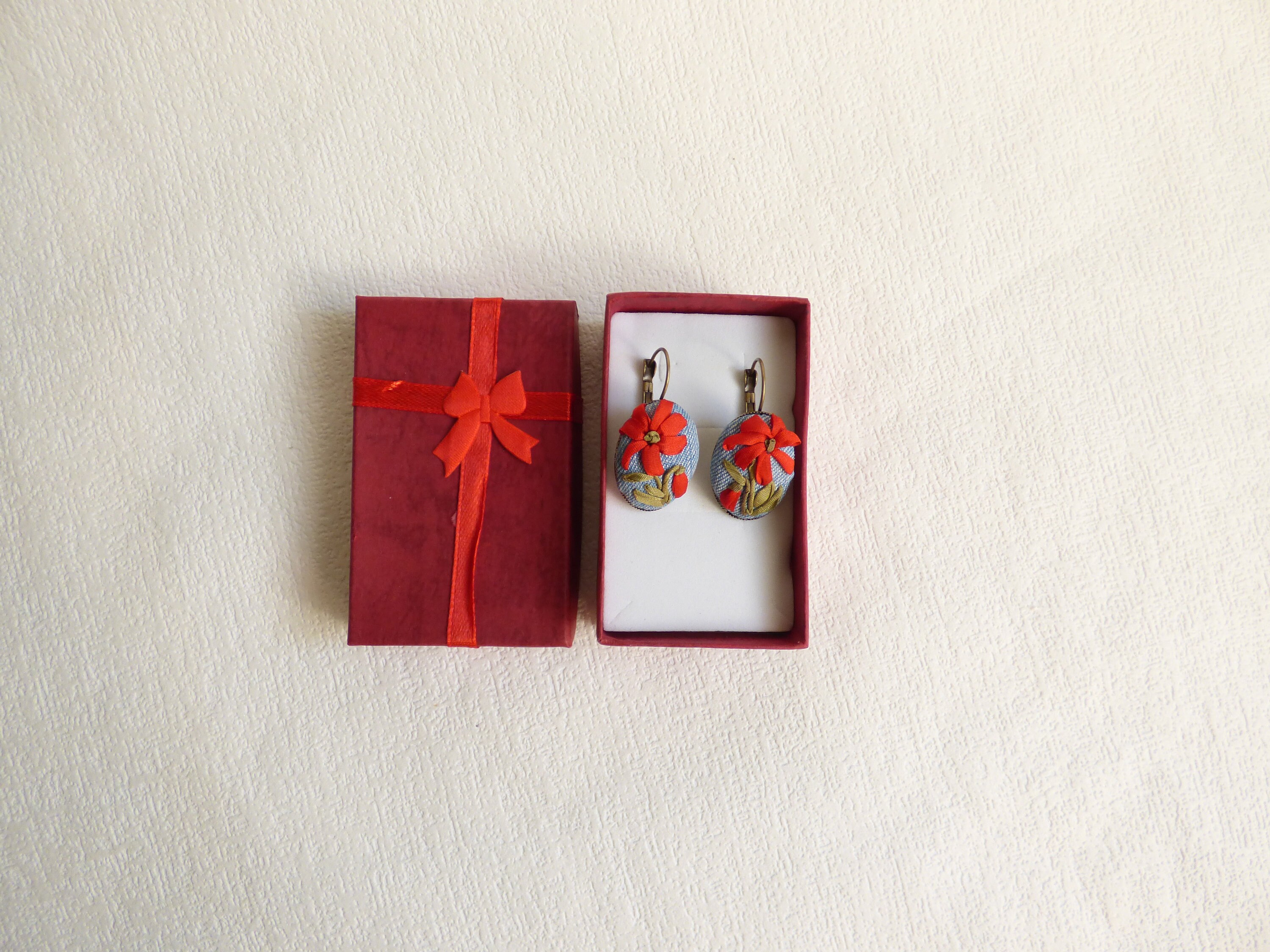 Earrings Embroidered Silk Ribbon Poppies Earrings Embroidered Etsy