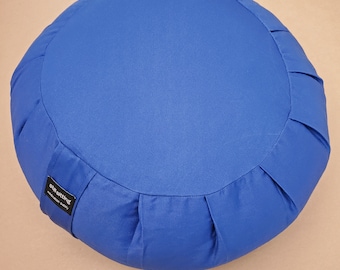 Round Zafu Buckwheat Meditation Cushion - Electric Blue