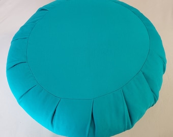 Round Zafu Buckwheat Meditation Cushion - Aqua Blue