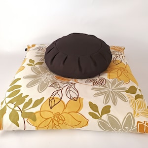 Meditation Cushion Set - Desert Lotus Zabuton & Dark Chocolate Buckwheat Zafu