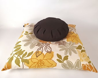 Meditation Cushion Set - Desert Lotus Zabuton & Dark Chocolate Buckwheat Zafu