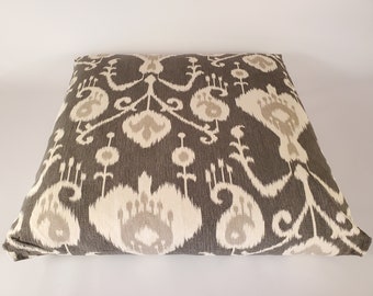 Deluxe Thick Zabuton Meditation Cushion - Grey Ikat