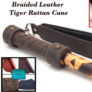 Braided Leather Tiger Rattan Cane