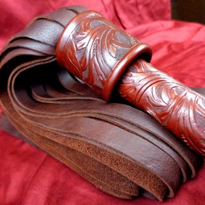 Custom Intricately Tooled Leather Flogger (Made to Order)