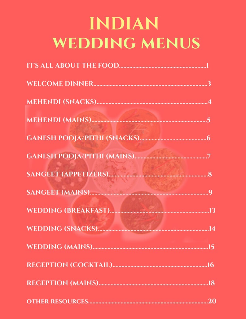 Indian Wedding Menu Indian Food Indian food menus Indian | Etsy