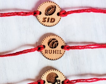 Sports Rakhi Wood | Football Basketball Soccer | Rakhdi | Rakshabandhan | Rakhi for Kids, Brother | Personalized Rakhi | Bhai Bro Rakhri