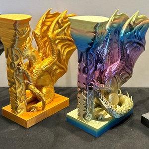 3D PRINTED - Pair of Stunning Dragon Bookends