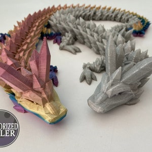 3D PRINTED - Articulating Crystal Dragon- Design by Cinderwing3D