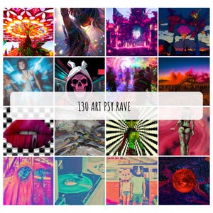 130 Psytrance Rave Art Mega Bundle - Psychedelic Moving Graphics, Animated GIFs, MP4/MOV Loops High-Res Prints Cyberpunk Trance Aesthetics