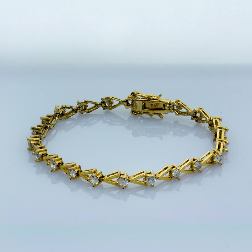 Vintage Tennis Bracelet 925 FAS Gold CZ Diamond inspired 7 Etsy
