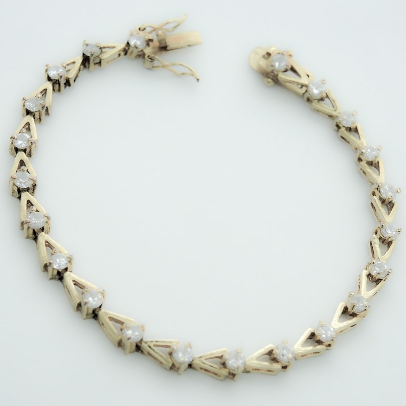 Vintage Tennis Bracelet 925 FAS Gold CZ Diamond inspired 7 Etsy