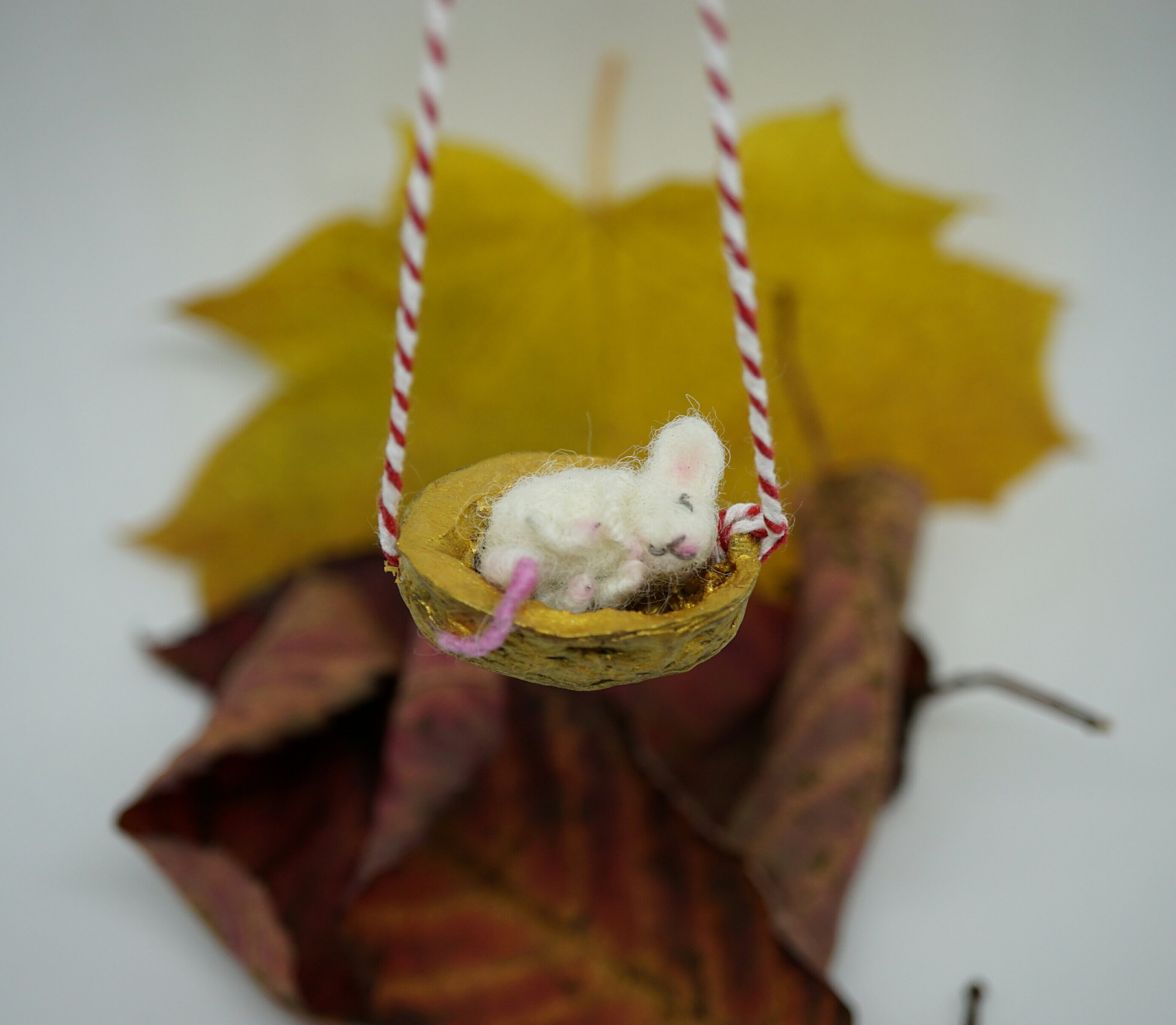 Tiny Needle Felted Sleeping Mouse in a Nut Shell Miniature Etsy