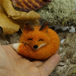 Needle felted sleeping fox, sleeping fox, felted fox image 1
