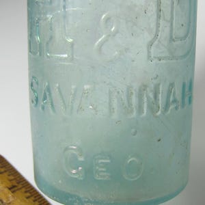 Antique H & D Savannah GA Bottle – Early Aqua Glass Hutchinson Style – Southern Soda Bottle