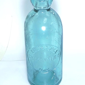 Antique Aqua Blob-Top Soda Bottle – Louis Torgel, Great Valley N.Y. – 1870s–1880s Hand-Blown Mineral Water Bottle