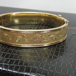 Vintage Floral Etched Cuff Bracelet: 14K Gold-Filled Black Hills Style