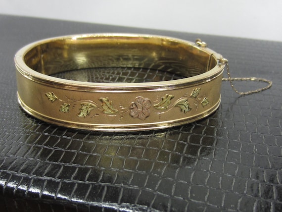 Vintage Victorian Revival 1/10 14K Gold-filled Floral Etched Cuff